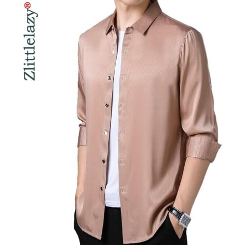 2020 Brand Casual Luxury Autumn Long Sleeve Slim Fit Men Shirt Streetwear Social Dress Solid Shirts Mens Fashions Jersey 02113