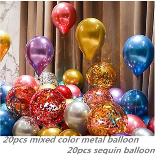 20PCS12 Inch Metal Confetti Balloon Wedding Birthday Party Decoration Baby Shower Helium