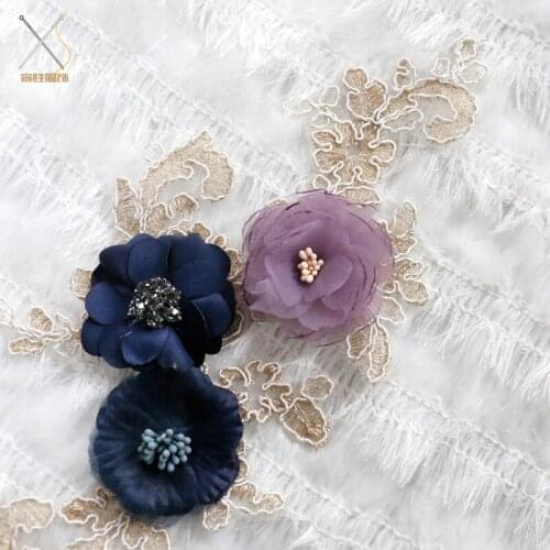 3D Floral Embroidered Applique Lace Lace Collar Neckline Collar DIY applications for clothes Wedding dress Supply