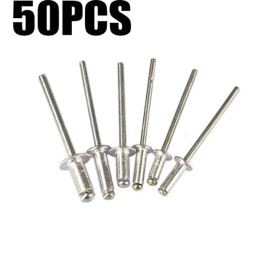 50pcs Pop Rivets Aluminium M3.2 M4 Dome Head Blind Rivets Steel Shank Mandrel Exhaust Rivets