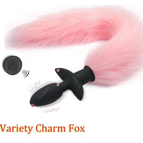 Cosplay Fox Tails Swinging Wireless Remote Control Anal Vibrator Butt Plugs Couple Flirting Vibrating Anal Plug Tail Adult Game