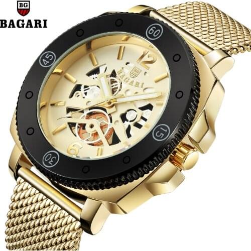 BAGARI Fashion Mens Watches Top Brand Luxury Quartz Watch Men Casual Slim Mesh Steel Waterproof Sport Watch Relogio Masculino