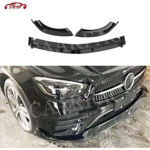 ABS Gloss Black Material 3 PCS Front Bumper Lip Spoiler Fit For Benz E Class W213 E260 E300 E350 Sport 2021 Auto Car Styling