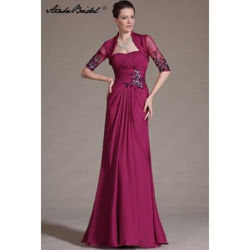 Burgundy 2018 Mother Of The Bride Dresses A-line Sweetheart Chiffon Beaded Plus Size Long Elegant Groom Mother Dresses Wedding