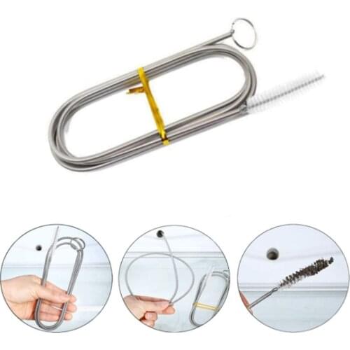 Long Flexible Refrigerator Drain Dredge Stainless Steel Kitchen Drain Tube Pipe Cleaning Brush Fridge Drain Hole Dredge Tool