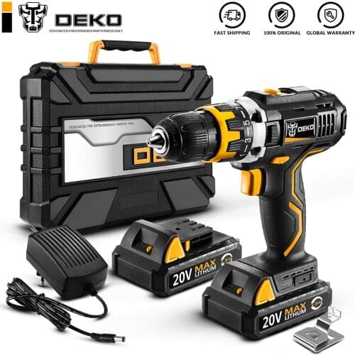 DEKO GCD20DU2 20V Electric Cordless Drill Mini Wireless Power Tool Screwdriver DC Lithium-Ion Battery 2-Speed