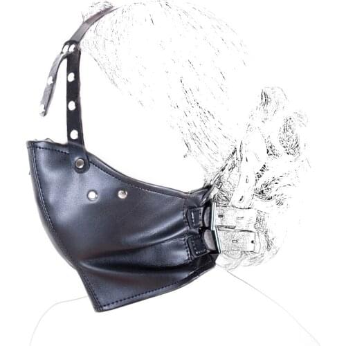 Fetish Bondage Leather Head Harness Strap with Hard Ball Gag Sex Toys for Bdsm Flirt Oral Fixation Mouth Stuffed Erotic Products