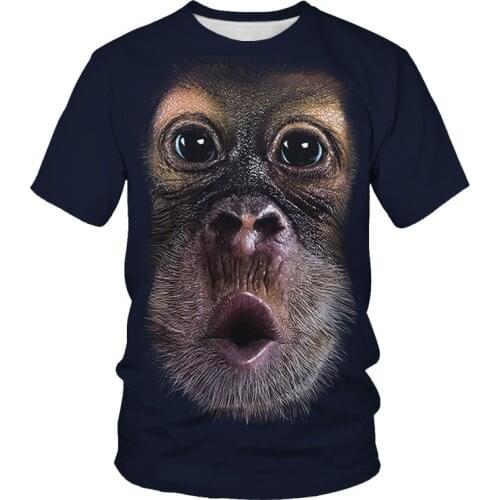 Photographing monkey 3D printing male and female couples casual orangutan T-shirt interesting Harajuku solid color 3D printing s