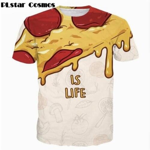 PLstar Cosmos Pizza is Life 3D All Over Print T Shirts Hipster Short Sleeve Summer Street Wear Tee Men Women Drop shipping