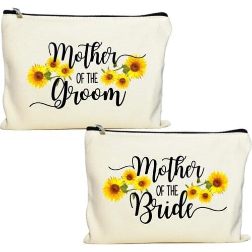 Sunflower Mother Of The Bride groom Makeup Cosmetic Bag Bridal shower Wedding Engagement Bachelorette Hen Party decoration Gift