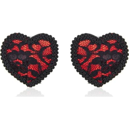 Red lace Women Petal Breast Lady Sexy Heart Nipple Cover Disposable Hot Burlesque Sticker Pasties Brest Bra Patches