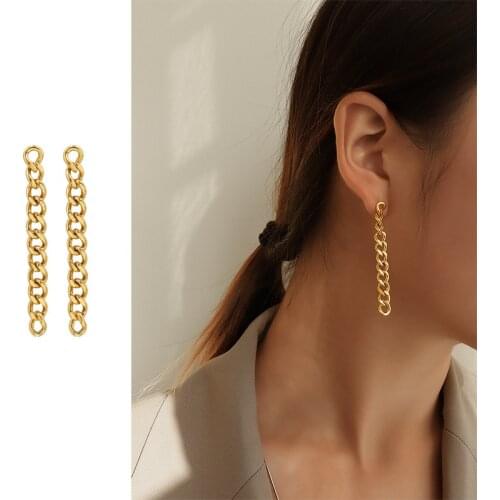 Exaggerated Jewelry Thick Chain Womens High Quality Titanium Steel Gold-plate Chain Earrings Womens Jewelry
