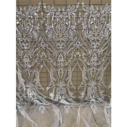 African Lace Fabrics with beads SYJ-318682 High Quality Lace French Lace Fabric Nigerian Tulle Lace Fabrics For Wedding Dress