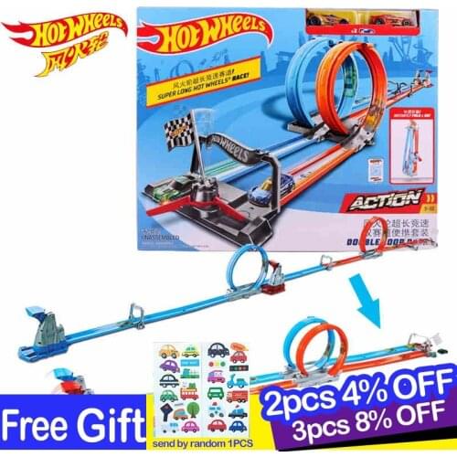 Hot Wheels Carros Track Model Double Loop Dash Car Race Kids Toy Metal Car Hotwheels Action Hot Toys for Children Juguetes GFH85