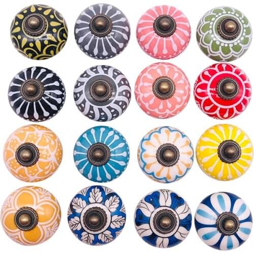 Multicolor Ceramic Drawers Knobs Door Cupboard Mix Look Cabinet Pulls for Cabinets, Drawers and Dressers Decorative Drawer Knobs