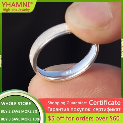 Trendy Wedding Rings Pure 100% 925 Sterling Silver Jewelry Accessories Lovers Micro Scrub Silver Couple Rings for Women / Men