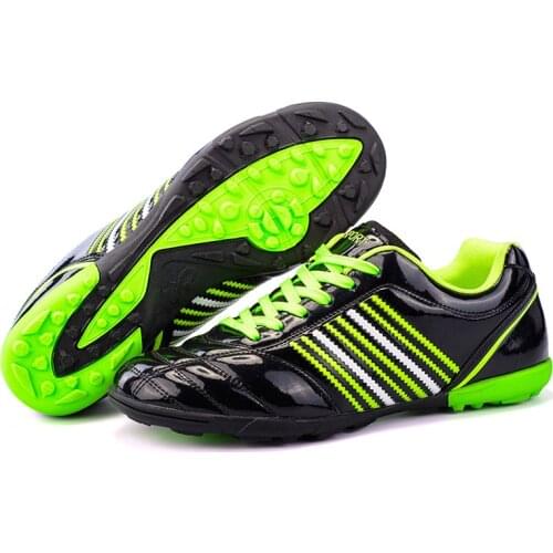 Indoor Soccer Boots Men Soccer Cleats Adults TF Football Shoes Leather Lace-up Professional Football Shoes