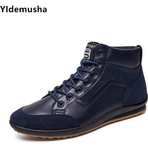 Winter Casual Shoes Men Snow Boots Mens Boots Waterproof PU Leather Ankle Boots Outdoor Non-slip Mens Hiking Boots Sneakers