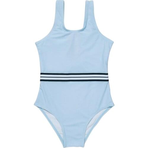 Brand New Kids Girls Fashion Stripe Summer Swimsuit Children Girls Stylish Sleeveless Beach Vacation Swimsuit for 10-16Y