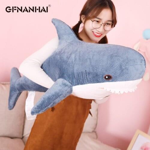 New Arrival Cute 80CM/100CM Big Size Shark Plush Toys Stuffed Soft Real Like Baby Appease Pillow Birthday Gift for Children