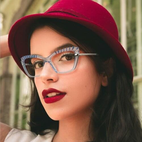 FENCHI TR90 Cat Eye Clear Computer Glasses Women Men Anti Blue Light Blocking Glasses Optical Gaming Eyewear