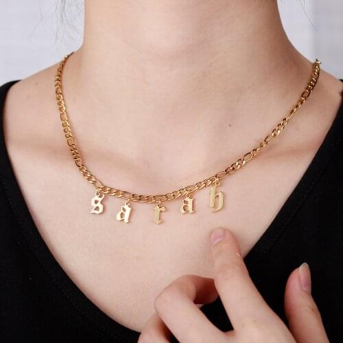 Personalized Initial A-Z Letter Name Necklace For Women Custom Stainless Steel Alphabet Pendant Choker Best Friend Jewelry Gifts