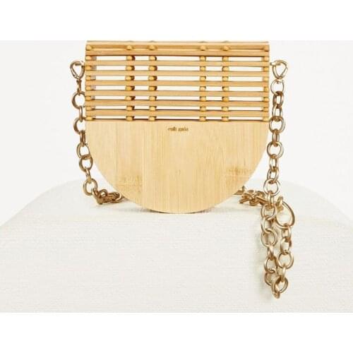 Retro new trendy bamboo woven bag shoulder bag woven rattan bag outdoor straw woven bag beach bag hollow