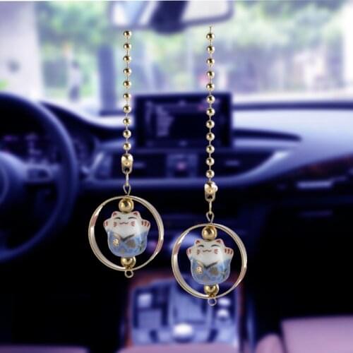 New Lucky Cat Car Pendant Pendant Hanging Ornaments Cute Fashion Car Safety Rearview Mirror Ornaments Car Accessories Interior