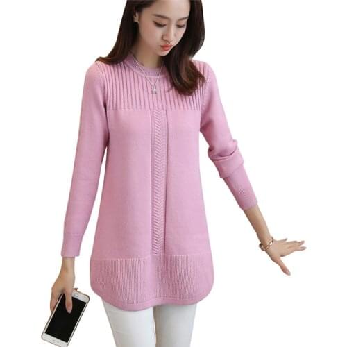 2020 New High Quality Pullovers Autumn Winter European Style Women Fashion Pullovers Cashmere Knitted Long Sweater Women