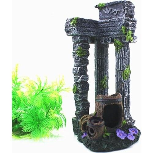 1pcs 24cm Roman Column Rome Pillar Aquarium Decoration Fish Tank Landscaping Home Office Ornament Resin Ancient Rome Remains