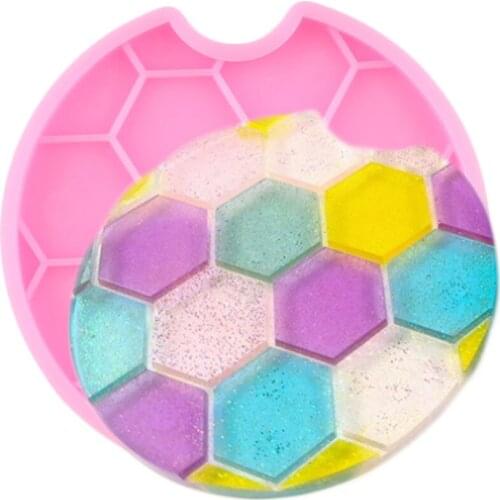 Hexagon Coaster Silicone Epoxy Resin Molds Football Keychains Round Geode Coaster Agate Mould Chocolate Candy Fondant Moulds