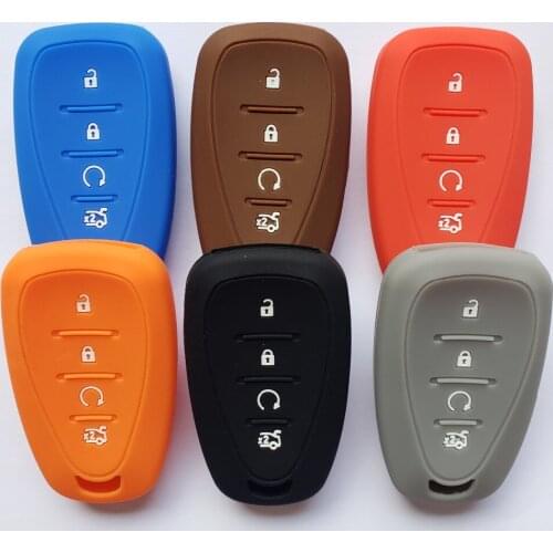 Funda Silicone Keyfob Protect Cap For Chevrolet Tracker Cruze 4 Button Smart Remote Skin Rubber Cap Accessory Holder
