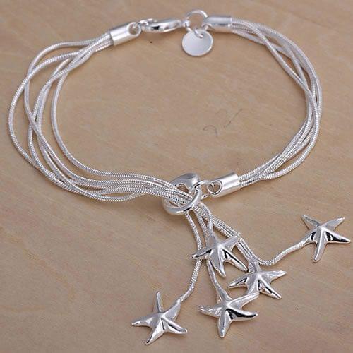 H099 925 Delicate Silver Color Bracelets For Women Charm Fashion Jewelry Stars Pendant Bracelet /aeoaivva Awuajoba