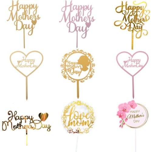 Mothers Day Cake Cupcake Dessert Decorations Happy Mothers Day Cake Topper Acrylic Rose Gold Best Mom Cake Topper