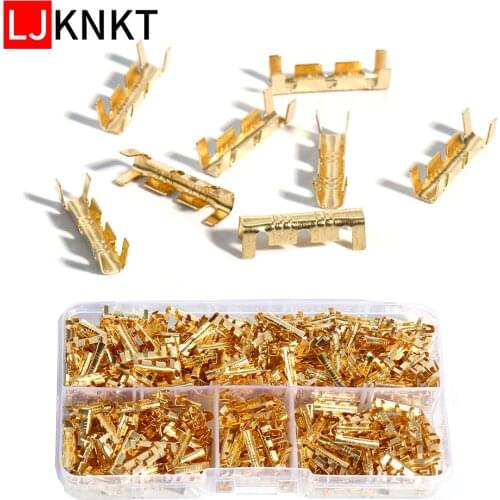 400/1000pcs boxed U shaped terminal brass cold inserts connector small teeth fascia Electrical wire crimping quick connection