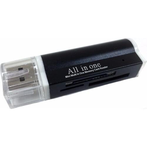 USB 2.0 All in One Memory Card Reader For MICRO-SD SD TF SDHC M2 MMC - BLACK