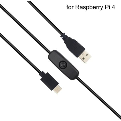 3A Raspberry Pi 4 Power Cable 1M Switch USB Type C Charging Cable with ON/OFF Switch Button for Android Phone Raspberry Pi 4