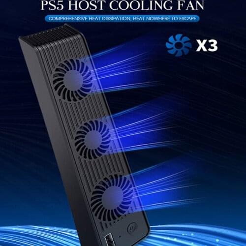Durable Black USB Cooler With 3 Cooling Fans Compatible For PS5 Console Host Cooling Fan Cooler Game External Accessories
