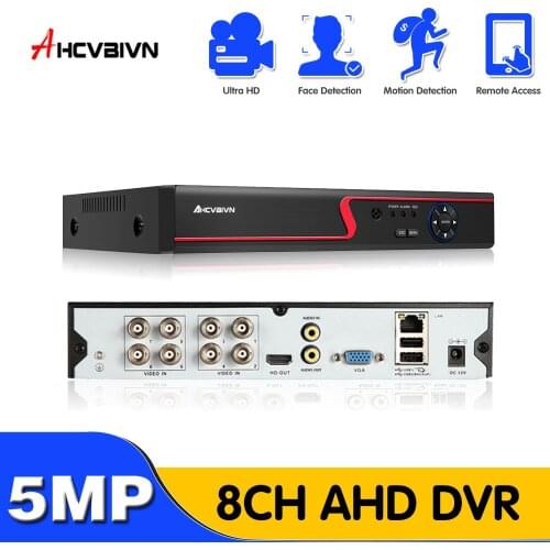 H.265 8Channel 5MP AHD DVR Hybrid 5.0 Megapixel Digital Video Recorder NVR for 2MP/4MP/5MP AHD TVI CVI Analog IP Camera PTZ