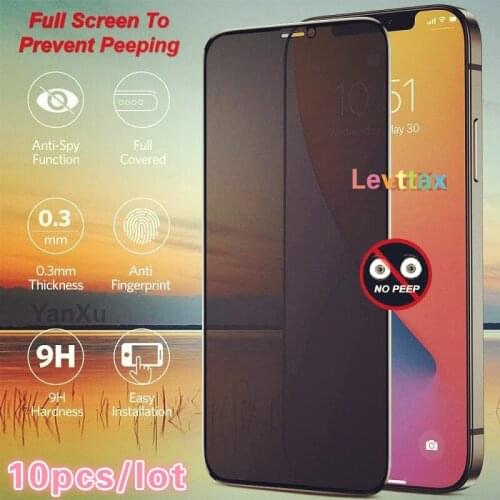 10Pcs Privacy For iPhone 12 Mini Tempered Glass For iPhone 11 Pro XR XS MAX 8 7 6 Plus Full Cover Antispy Screen Protector Film
