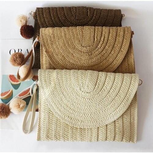 Lightweight Trendy Straw Braided Hasp Shoulder Bag Women Women Handbag Wear-resistant for Party