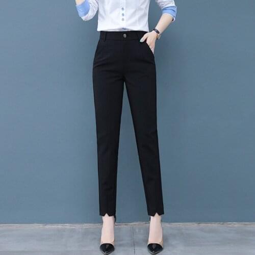 Women High waist Pocket Spring summer Pants Office Casual Trousers Harem pants fashion Women black temperament Trousers 2020