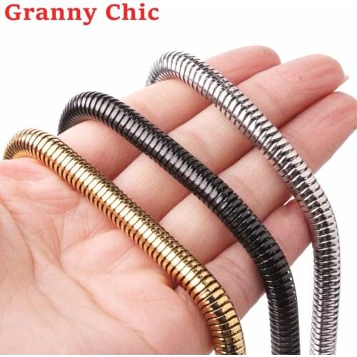 Granny Chic New Fashion Silver Gold Black color 6mm 23.6" Fashion 316L Stainless Steel Womens Mens Snake Chain Necklace