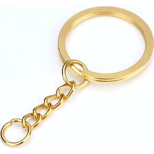 20pcs/lot Gold Key Chain Key Ring Bronze Rhodium 28mm Long Round Split Keyrings Keychain For DIY Jewelry Making Wholesale