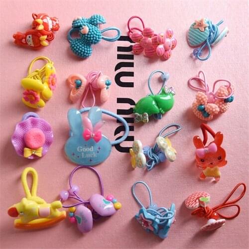 10pair Newly Design Childrens Hair Accessories Headwear Elastic Hair Bands Cute Cartoon Animal Baby Headdress Girls Hair Rope