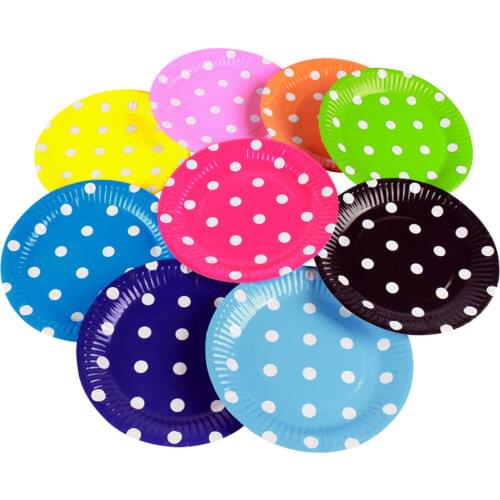 10pcs Paper Plate Disposable Paper Plates Birthday Party Circle Plate Fruit Plate Cake Tray Tableware Birthday Party Supplies
