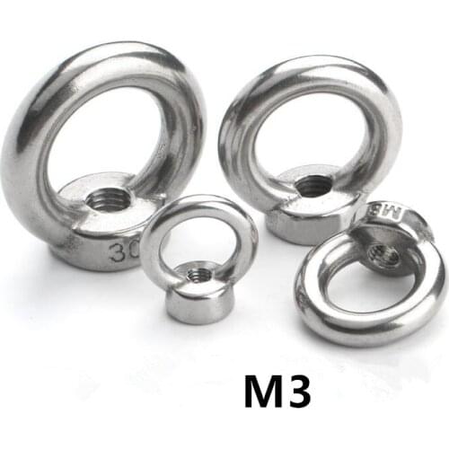 10pcs M3 Lifting Eye Nuts 304 stainless steel Round Ring Nut Cable Rope Eyenut