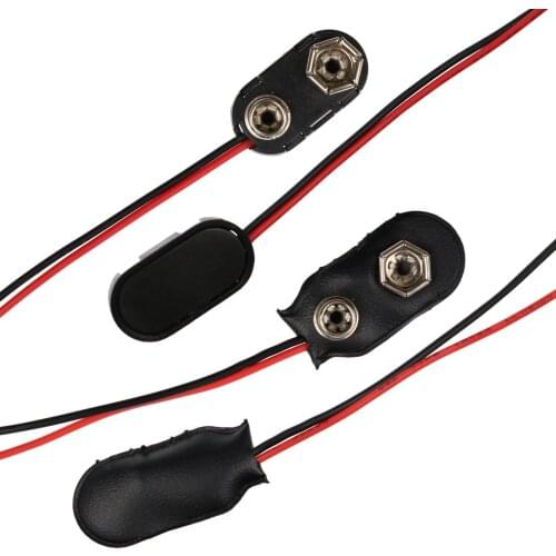 20pcs PP3 MN1604 9V 9volt Battery Holder Clip Snap On Connector Cable Lead Black