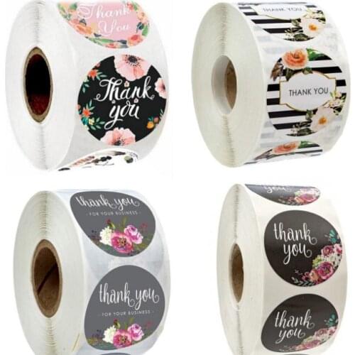 500Pcs/roll Floral Thank You Sticker Paper Label Stickers Scrapbooking Wedding Envelope Seals Handmade Stationery Sticker SN3477