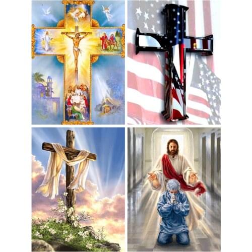 Paint With Diamond Art Religion Diy Diamond Painting Embroidery Cross Stitch Jesus Christian Cross Full Mosaic Home Decoration